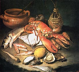 Still Life with Fish, a Lobster and Shell Fish by Giacomo Ceruti