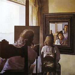  Dali from behind, Painting Gala from behind, who is Pertetuated in Six Virtual Corneas which are Temporaily Reflected in Six Real Mirror, 1972-73