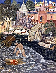 Iskandar Finds the Infant Darab - Hamza Nama series, Mughal