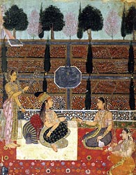 Ladies on a Terrace - Mughal School, c1700-1710