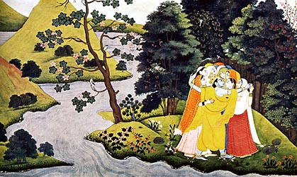 Krishna embracing Gopis - Guler style, c1760-65