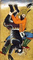 Rustam Kills a Demon - Mughal, c1575