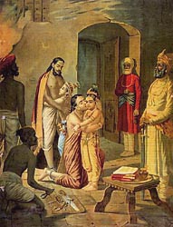 Release of Vasudeva and Devaki - Oleograph